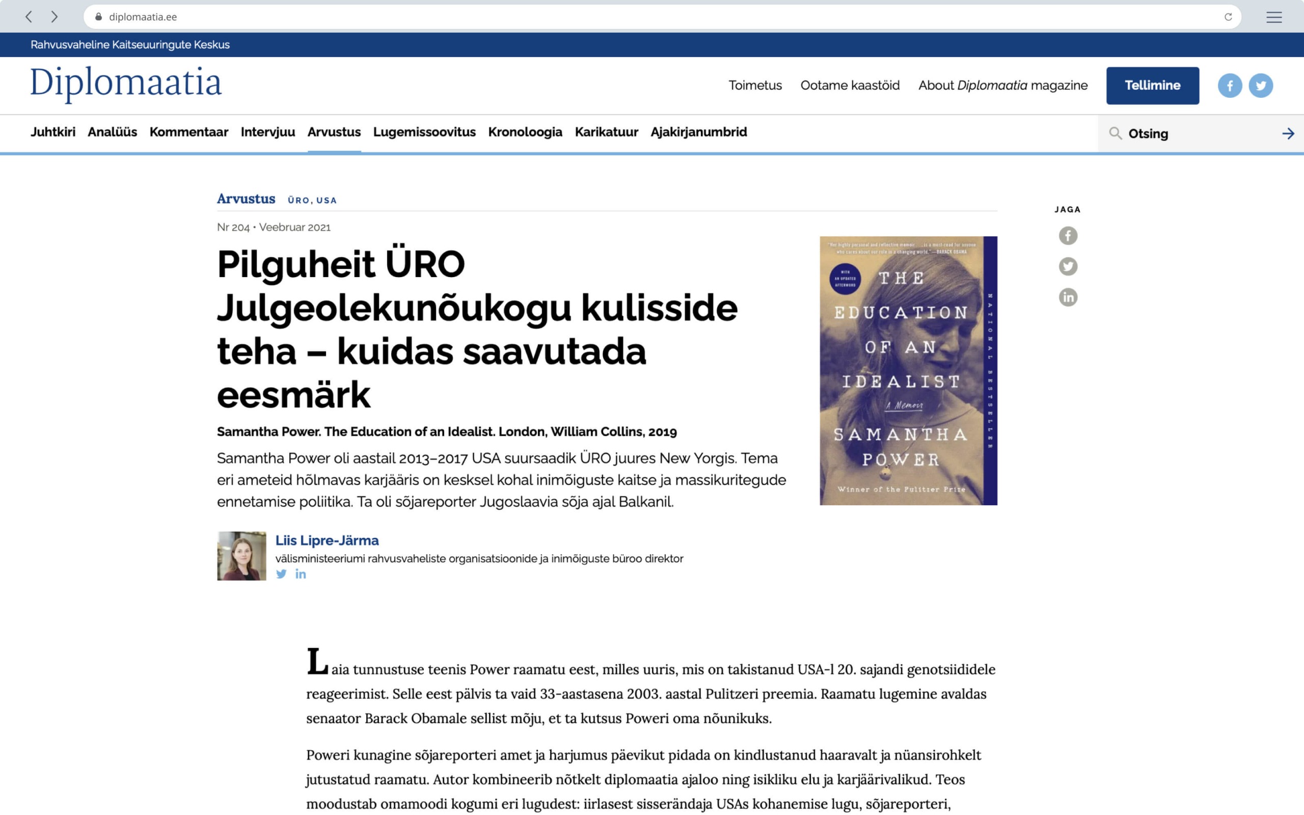 Diplomaatia.ee vaade Artikkel